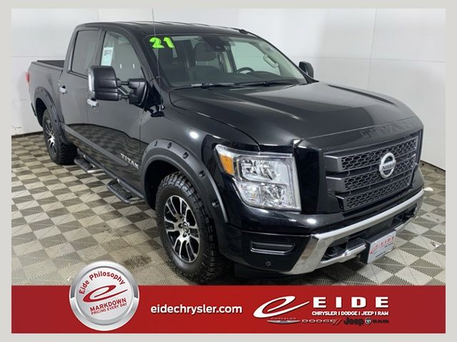 Super Black 2021 Nissan Titan Pickup Truck Four-Wheel Drive 9-Speed Automatic