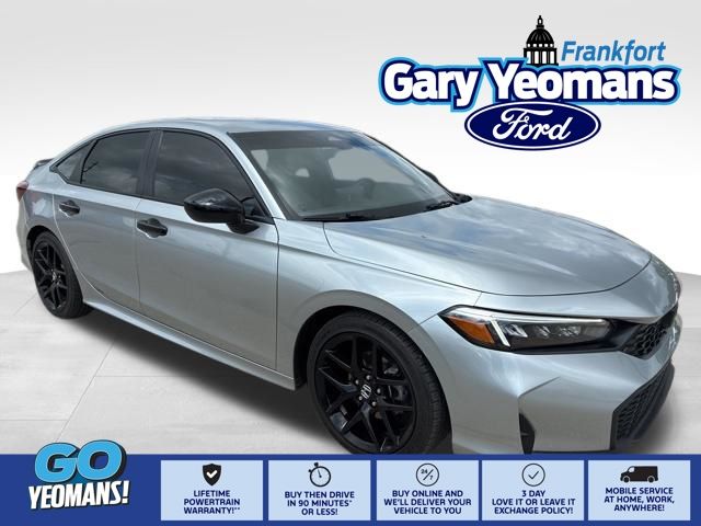 Solar Silver Metallic 2025 Honda Civic Sport FWD Sedan Front-Wheel Drive Continuously Variable Transmission