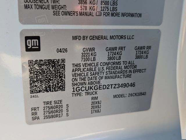 2026 Chevrolet Silverado 1500 LTZ White at Traditions Chevrolet