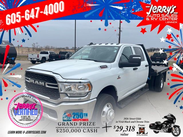 Bright White Clearcoat 2024 RAM 3500 Chassis Tradesman Crew Cab LB DRW 4WD Pickup Truck Four-Wheel Drive 6-Speed Automatic