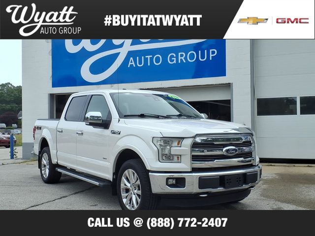 White Platinum Clearcoat Metallic 2015 Ford F-150 Lariat SuperCrew 4WD Pickup Truck Four-Wheel Drive 6-Speed Automatic
