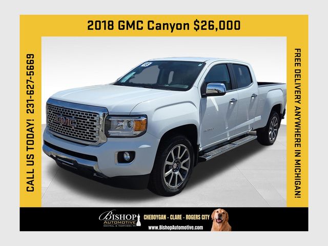 Summit White 2018 GMC Canyon Denali Crew Cab 4WD Pickup Truck Four-Wheel Drive 8-Speed Automatic