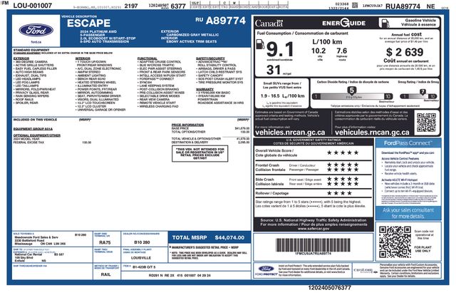 Used 2024 Ford Escape Platinum For Sale in Indianapolis, IN