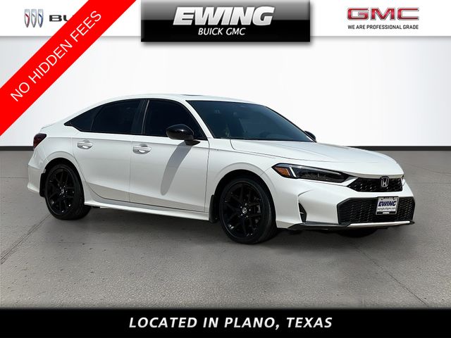 Platinum White Pearl 2025 Honda Civic Hybrid Sedan Front-Wheel Drive Continuously Variable Transmission