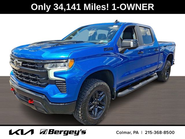 Glacier Blue Metallic 2024 Chevrolet Silverado 1500 LT Trail Boss Crew Cab 4WD Pickup Truck Four-Wheel Drive Automatic