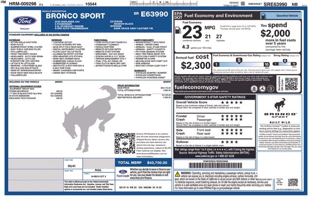 new 2025 Ford Bronco Sport car, priced at $40,041