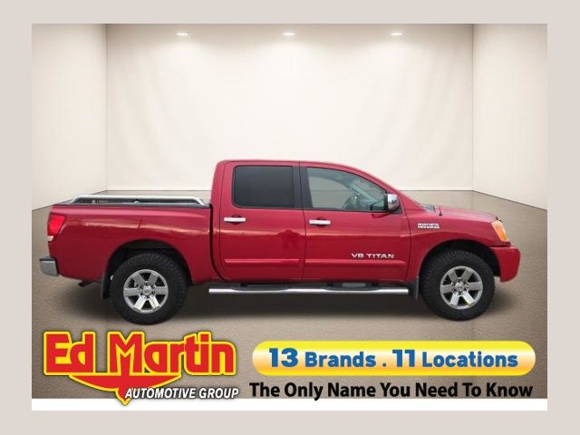 Red Alert 2012 Nissan Titan SV Crew Cab 4WD Pickup Truck Four-Wheel Drive 5-Speed Automatic