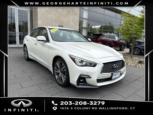 Majestic White 2022 INFINITI Q50 Sensory AWD Sedan All-Wheel Drive 7-Speed Automatic Overdrive