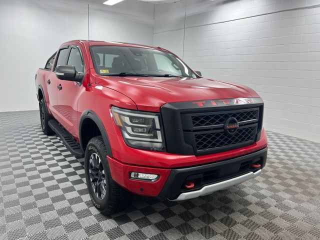 Red Alert 2021 Nissan Titan Pickup Truck Four-Wheel Drive 9-Speed Automatic