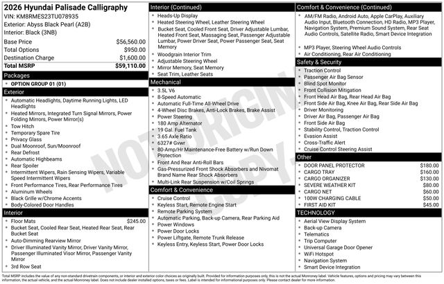 New 2026 Hyundai Palisade For Sale in Indianapolis, IN