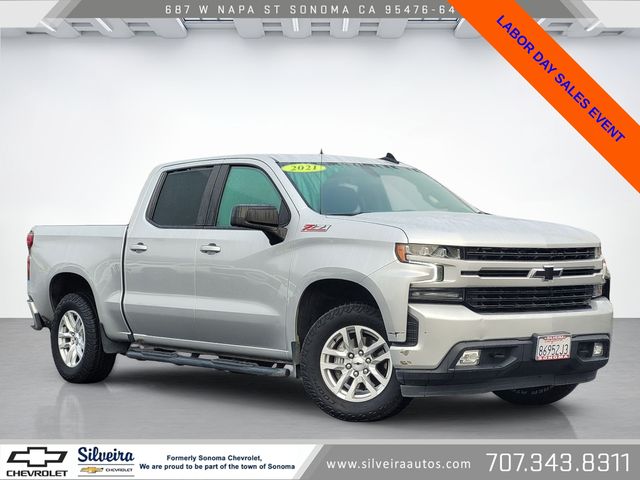 Silver Ice Metallic 2021 Chevrolet Silverado 1500 Pickup Truck Four-Wheel Drive 8-Speed Automatic