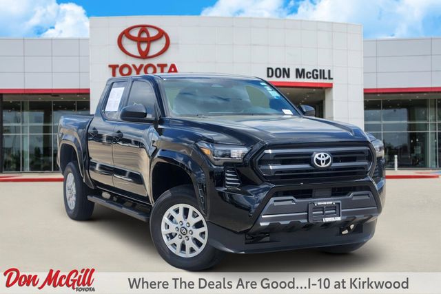 Black 2025 Toyota Tacoma SR Double Cab 4WD Pickup Truck Four-Wheel Drive 8-Speed Automatic