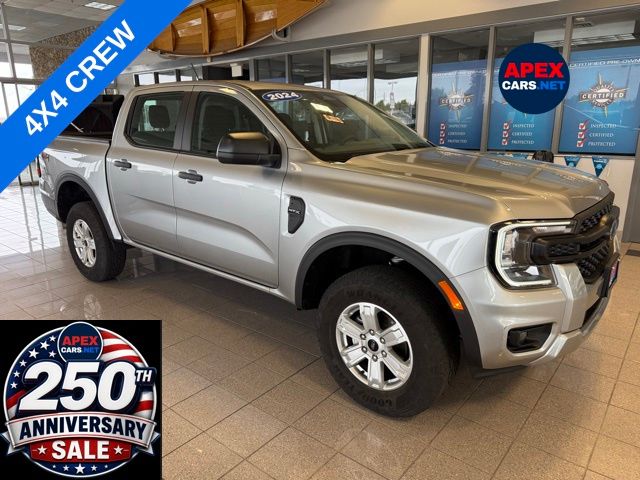 Silver Metallic 2024 Ford Ranger XL SuperCrew 4WD Pickup Truck Four-Wheel Drive Automatic