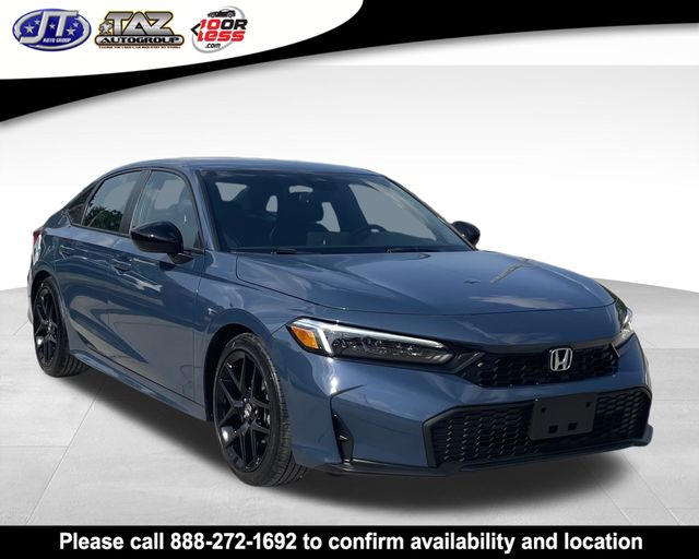 Blue 2025 Honda Civic Sport FWD Sedan Front-Wheel Drive Continuously Variable Transmission