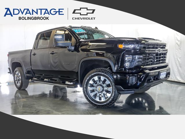 Black 2025 Chevrolet Silverado 2500HD Custom Crew Cab 4WD Pickup Truck Four-Wheel Drive Automatic