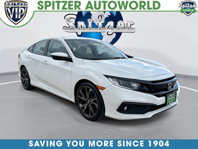 Platinum White Pearl 2019 Honda Civic Sport FWD Sedan Front-Wheel Drive Continuously Variable Transmission