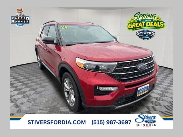 Rapid Red Metallic Tinted Clearcoat 2024 Ford Explorer XLT AWD SUV / Crossover All-Wheel Drive Automatic