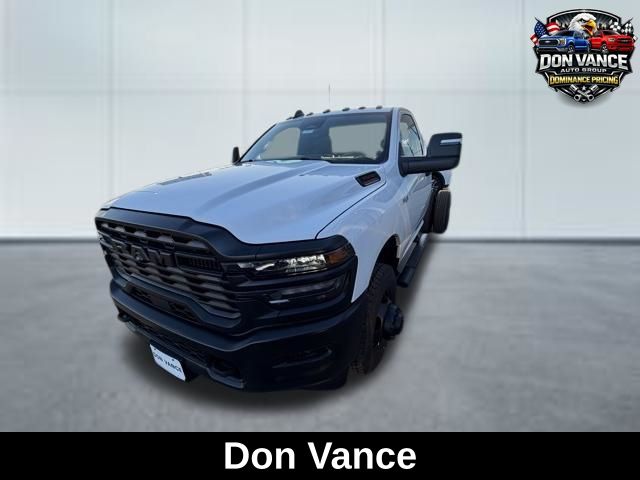 Bright White Clearcoat 2026 RAM 3500 Chassis Tradesman Regular Cab DRW 4WD Pickup Truck Four-Wheel Drive 8-Speed Automatic