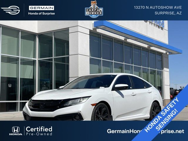 Platinum White Pearl 2019 Honda Civic Sport FWD Sedan Front-Wheel Drive Continuously Variable Transmission