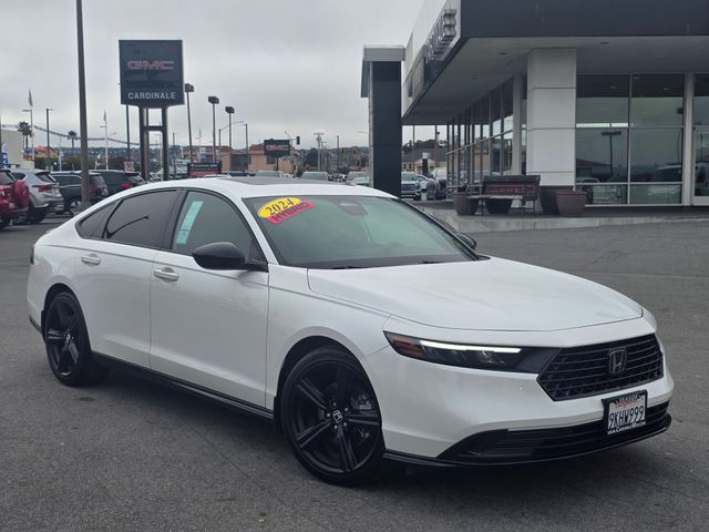 Platinum White Pearl 2024 Honda Accord Hybrid Sedan Front-Wheel Drive Continuously Variable Transmission