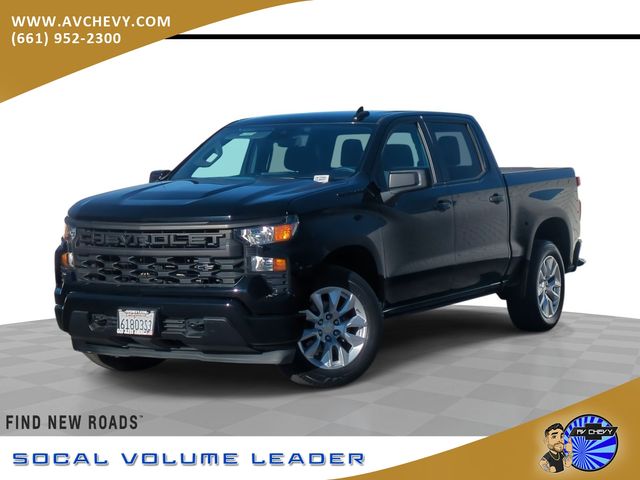 Black 2023 Chevrolet Silverado 1500 Custom Crew Cab RWD Pickup Truck 4X2 8-Speed Automatic