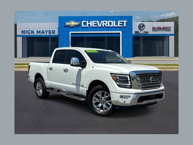 Pearl White Metallic 2020 Nissan Titan SL Crew Cab 4WD Pickup Truck Four-Wheel Drive 9-Speed Automatic