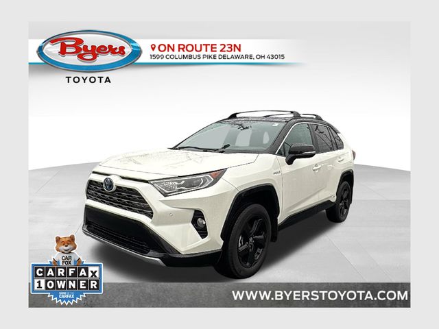 Blizzard Pearl/Midnight Black Metallic 2021 Toyota RAV4 Hybrid XSE AWD SUV / Crossover All-Wheel Drive Continuously Variable Transmission