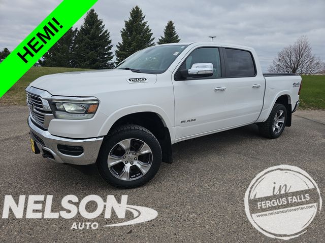 Ivory White Tri-Coat Pearlcoat 2020 RAM 1500 Laramie Crew Cab 4WD Pickup Truck Four-Wheel Drive 8-Speed Automatic