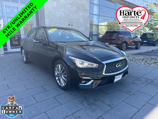 Black Obsidian 2023 INFINITI Q50 Luxe AWD Sedan All-Wheel Drive 7-Speed Automatic Overdrive