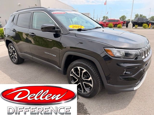 Diamond Black Crystal Pearlcoat 2022 Jeep Compass SUV / Crossover Four-Wheel Drive 9-Speed Automatic