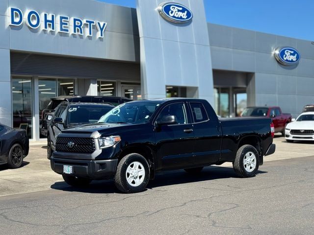 Midnight Black Metallic 2019 Toyota Tundra SR Double Cab 4.6L 4WD Pickup Truck Four-Wheel Drive 6-Speed Automatic