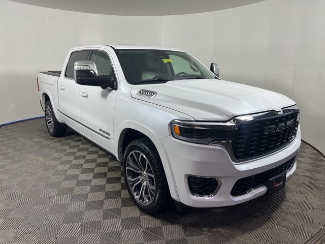 Ivory White Tri-Coat Pearlcoat 2025 RAM 1500 Tungsten Crew Cab 4WD Pickup Truck Four-Wheel Drive 8-Speed Automatic