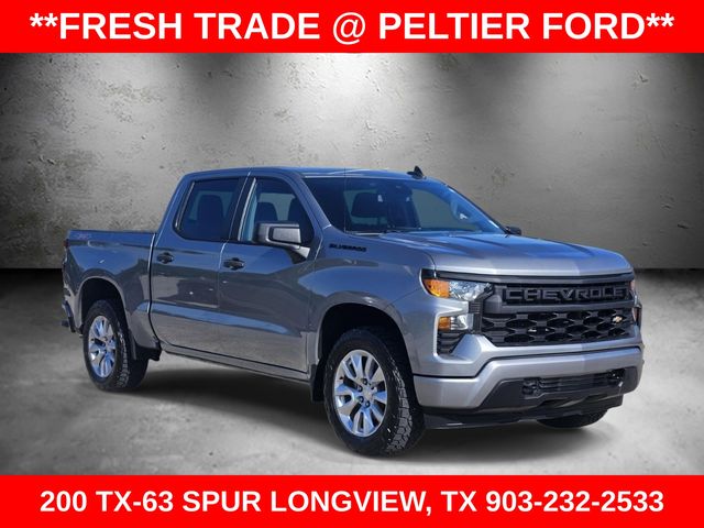 Sterling Gray Metallic 2023 Chevrolet Silverado 1500 Custom Crew Cab 4WD Pickup Truck Four-Wheel Drive 8-Speed Automatic