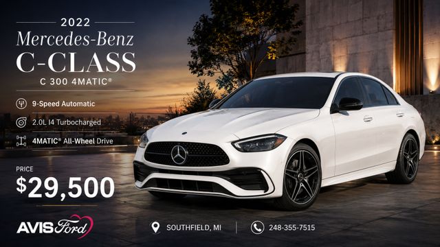 MANUFAKTUR Diamond White Metallic 2022 Mercedes-Benz C-Class Sedan All-Wheel Drive 9-Speed Automatic
