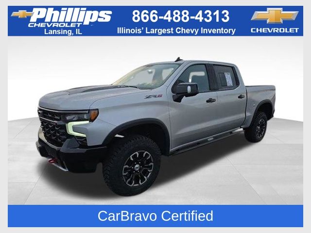 Silver Ice Metallic 2022 Chevrolet Silverado 1500 ZR2 Crew Cab 4WD Pickup Truck Four-Wheel Drive Automatic