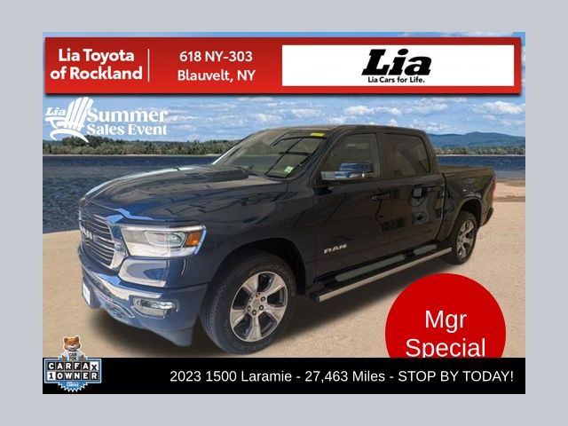 Patriot Blue Pearlcoat 2023 RAM 1500 Pickup Truck Four-Wheel Drive 8-Speed Automatic