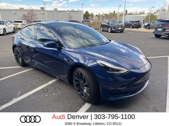Deep Blue Metallic 2023 Tesla Model 3 Performance AWD Sedan All-Wheel Drive 1-Speed Automatic