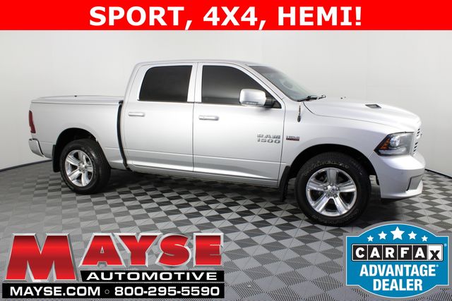 Bright Silver Metallic Clearcoat 2014 RAM 1500 Sport Crew Cab 4WD Pickup Truck Four-Wheel Drive 8-Speed Automatic