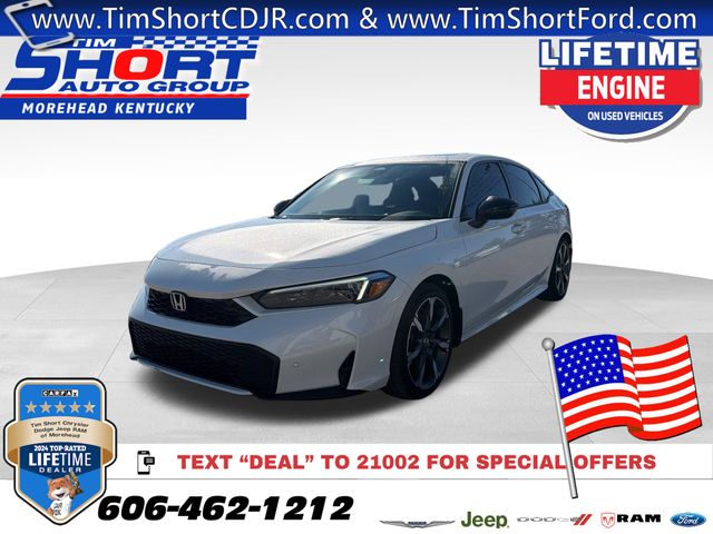Platinum White Pearl 2025 Honda Civic Hybrid Sedan Front-Wheel Drive Continuously Variable Transmission