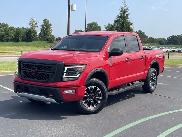 Red Alert 2023 Nissan Titan Pickup Truck Four-Wheel Drive 9-Speed Automatic