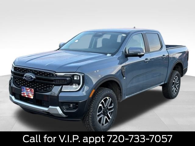 Blue (Azure Gray Metallic Tri-Coat) 2025 Ford Ranger Lariat SuperCrew 4WD Pickup Truck Four-Wheel Drive Automatic