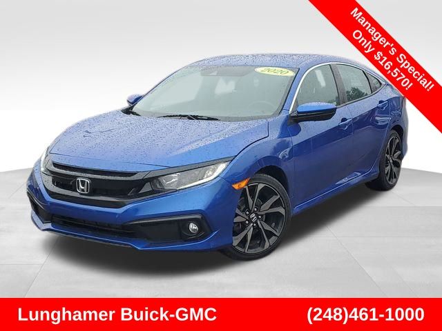 Blue 2020 Honda Civic Sport Sedan FWD Sedan Front-Wheel Drive Continuously Variable Transmission
