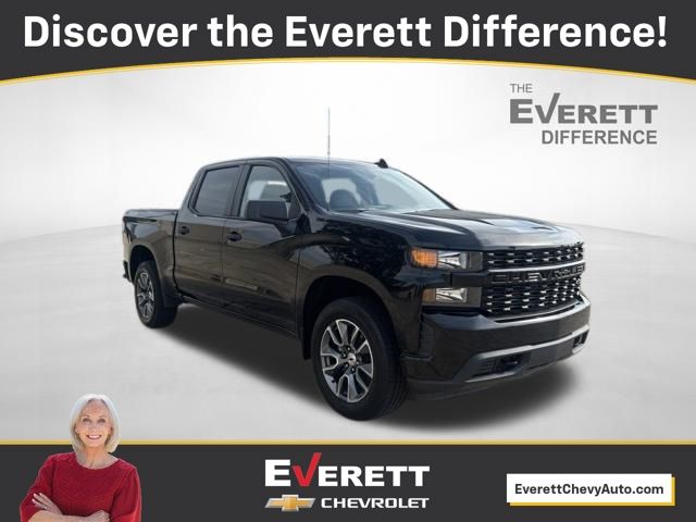 Black 2022 Chevrolet Silverado 1500 Custom Crew Cab 4WD Pickup Truck Four-Wheel Drive 8-Speed Automatic