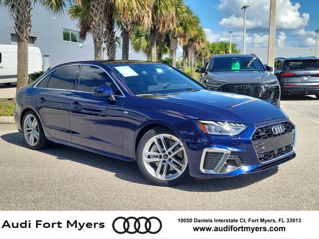 Navarra Blue Metallic 2024 Audi A4 Sedan All-Wheel Drive 7-Speed Automatic