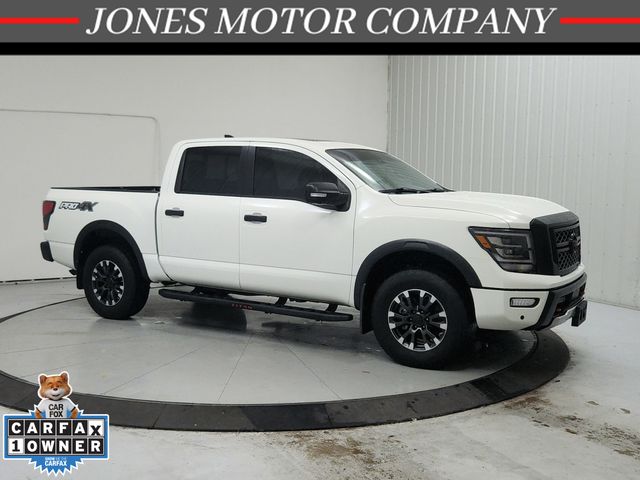 Glacier White 2024 Nissan Titan Pickup Truck Four-Wheel Drive 9-Speed Automatic