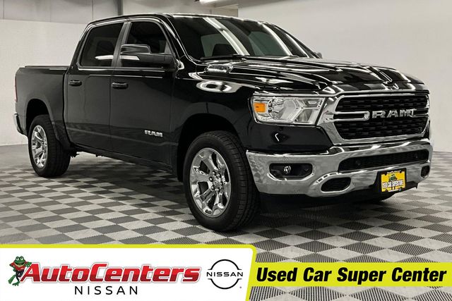 Diamond Black Crystal Pearlcoat 2022 RAM 1500 Big Horn Crew Cab 4WD Pickup Truck Four-Wheel Drive 8-Speed Automatic