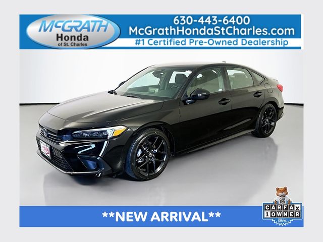 Crystal Black Pearl 2023 Honda Civic Sport FWD Sedan Front-Wheel Drive Continuously Variable Transmission