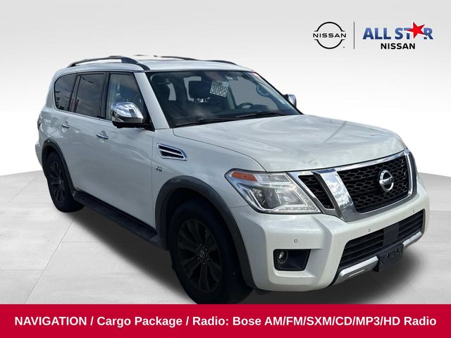 Pearl White 2018 Nissan Armada Platinum SUV / Crossover 4X2 7-Speed Automatic