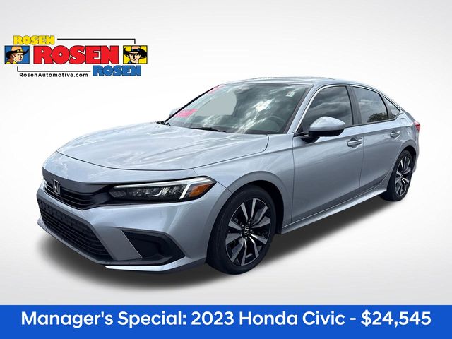 Gray 2023 Honda Civic EX FWD Sedan Front-Wheel Drive Continuously Variable Transmission