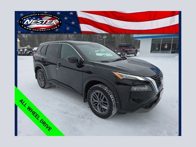 Super Black 2022 Nissan Rogue S AWD SUV / Crossover All-Wheel Drive Continuously Variable Transmission
